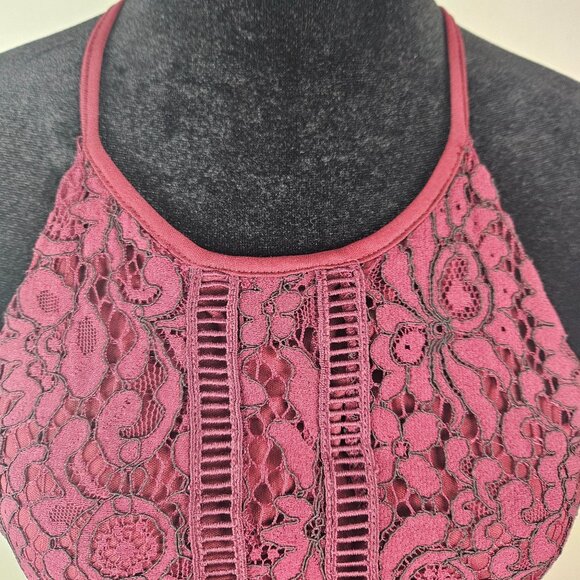 Altard' State Womens Burgundy Lace Fit & Flare Dress Circle Neck Size Sm Formal - Picture 6 of 14